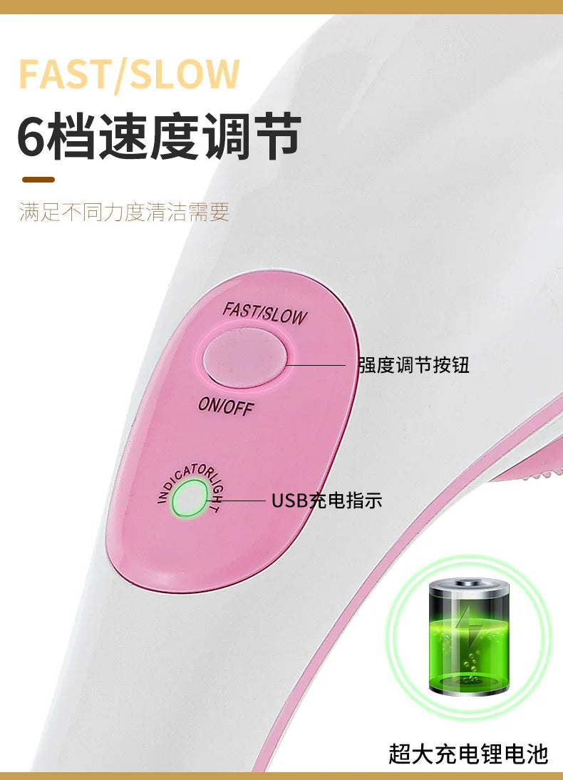 Multifunctional Electric Bath Brush Electric Bath Rubbing Instrument Automatic Waterproof Bath Rubbing Brush With 5 Brush Heads