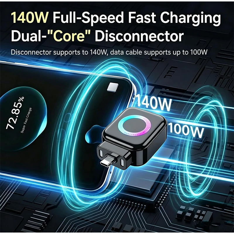 Smart Auto Stop Charging Adapter with Protective Memory Silicone Padding 140w Fast Charging Station Battery Protection Adapter