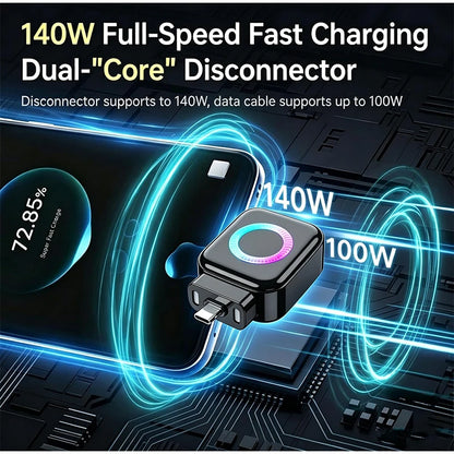 Smart Auto Stop Charging Adapter with Protective Memory Silicone Padding 140w Fast Charging Station Battery Protection Adapter