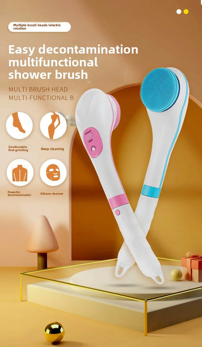 Multifunctional Electric Bath Brush Electric Bath Rubbing Instrument Automatic Waterproof Bath Rubbing Brush With 5 Brush Heads