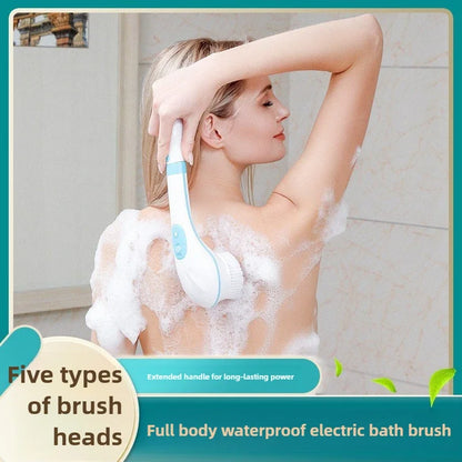 Multifunctional Electric Bath Brush Electric Bath Rubbing Instrument Automatic Waterproof Bath Rubbing Brush With 5 Brush Heads
