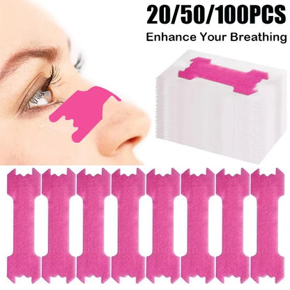 100/50/20PCS Anti Snoring Nose Patch | Pink/Black Extra Strength Nasal Strips for Better Sleep