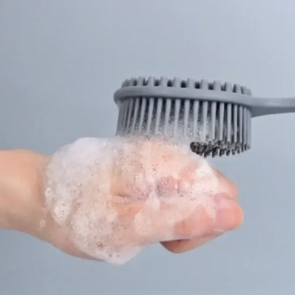 Long Handle Silicone Back Scrubber - Double Sided Exfoliating Bath Brush for Daily Skin Care and Body Massage