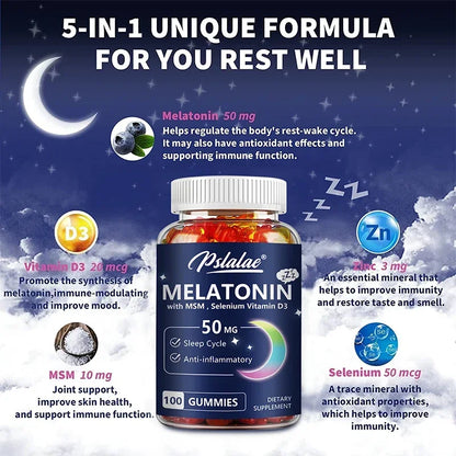 Melatonin Gummies for Sleep Support - 50mg for Enhanced Sleep, Stress Relief, and Vitality Boost