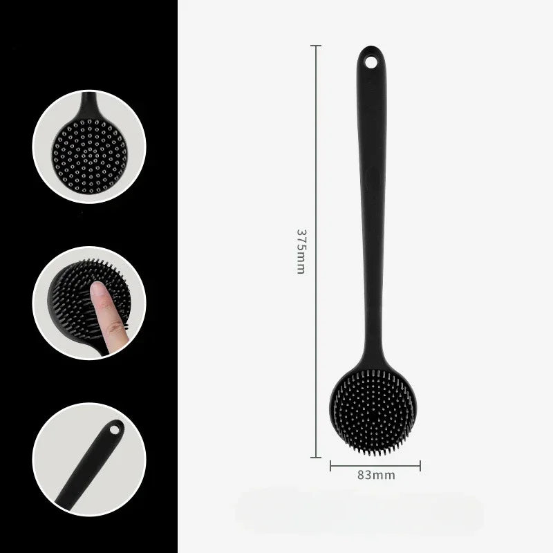 Long Handle Silicone Back Scrubber - Double Sided Exfoliating Bath Brush for Daily Skin Care and Body Massage