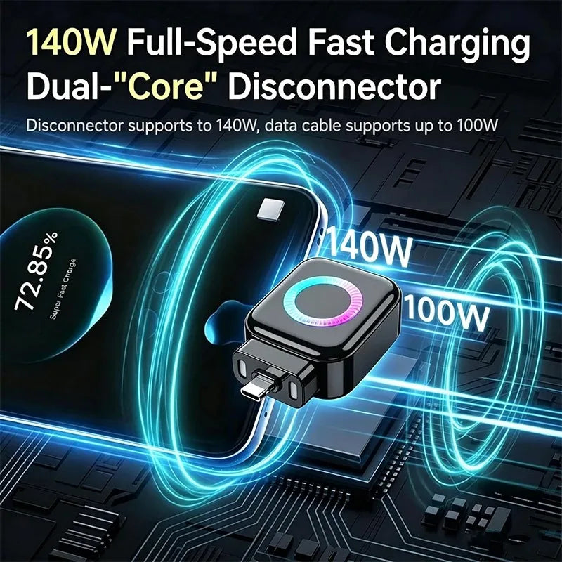 Auto Power Cutoff Charge Adapter 140W Type-C Fast Charge Safety Separator Automatically Cut Power Eject Phone When Fully Charged
