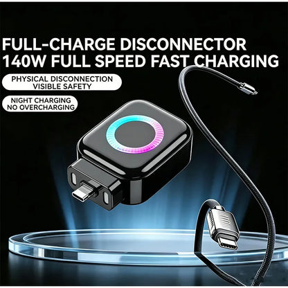 Smart Auto Stop Charging Adapter with Protective Memory Silicone Padding 140w Fast Charging Station Battery Protection Adapter