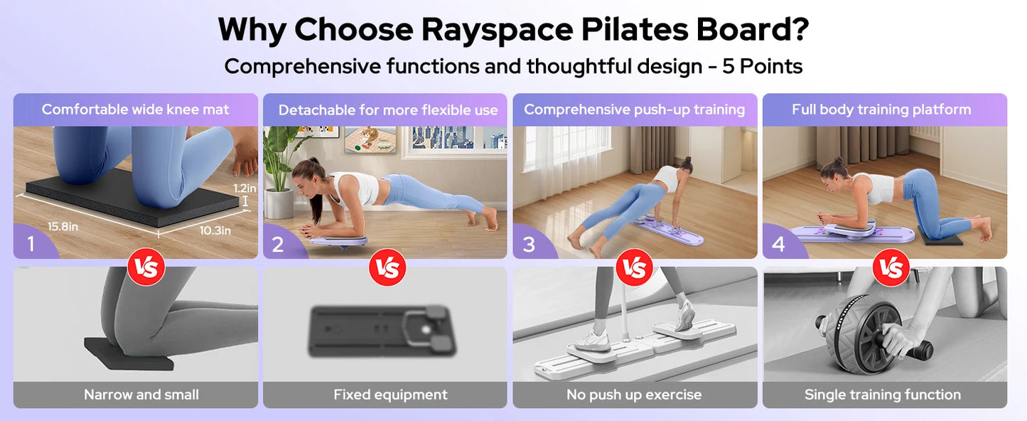 Foldable Pilates Reformer Set 7 in 1 Multi-Purpose pilates equipment  Rayspace Portable Ab Core Trainer Pilates Board