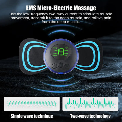 EMS Cervical Spine Massager - Electric Neck Massager with Mini Low Pulse Relaxation Pads for Back, Arms & Legs