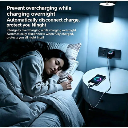 Smart Auto Stop Charging Adapter with Protective Memory Silicone Padding 140w Fast Charging Station Battery Protection Adapter