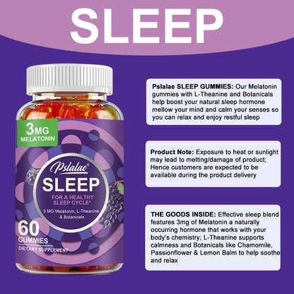Sleep Gummies with Melatonin - L-Theanine Formula for Stress Relief, Rapid Sleep Aid, and Enhanced Sleep Quality