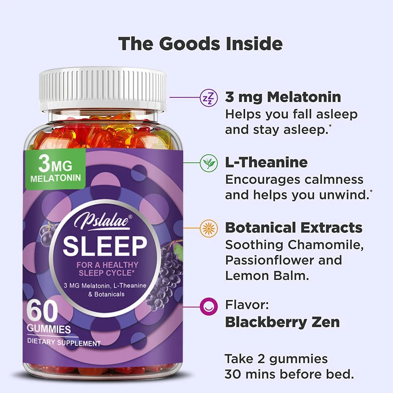 Sleep Gummies with Melatonin - L-Theanine Formula for Stress Relief, Rapid Sleep Aid, and Enhanced Sleep Quality