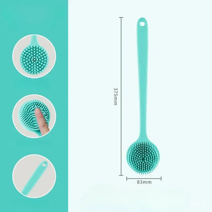 Long Handle Silicone Back Scrubber - Double Sided Exfoliating Bath Brush for Daily Skin Care and Body Massage