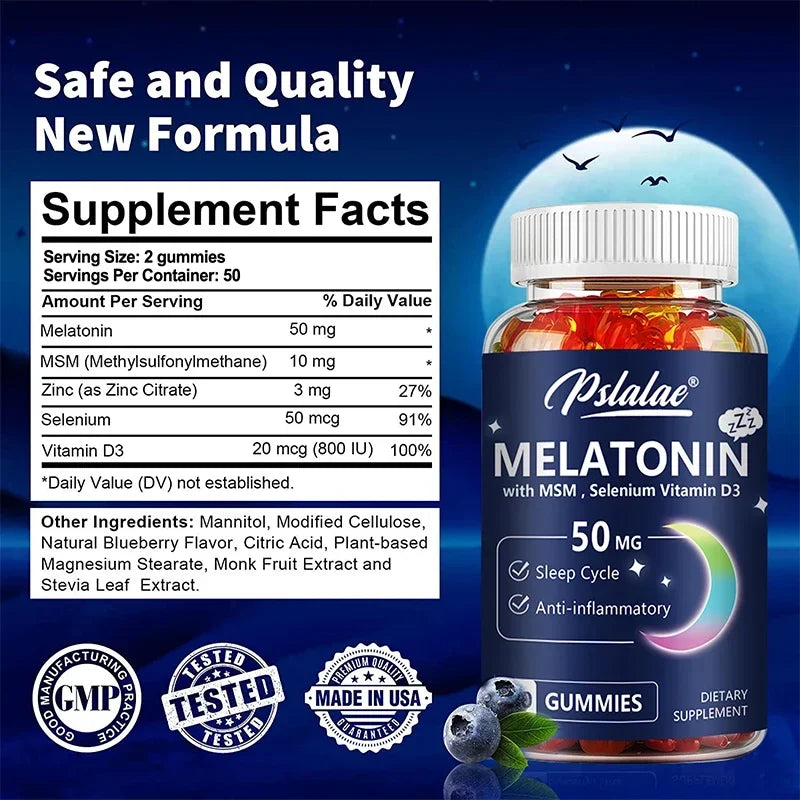 Melatonin Gummies for Sleep Support - 50mg for Enhanced Sleep, Stress Relief, and Vitality Boost