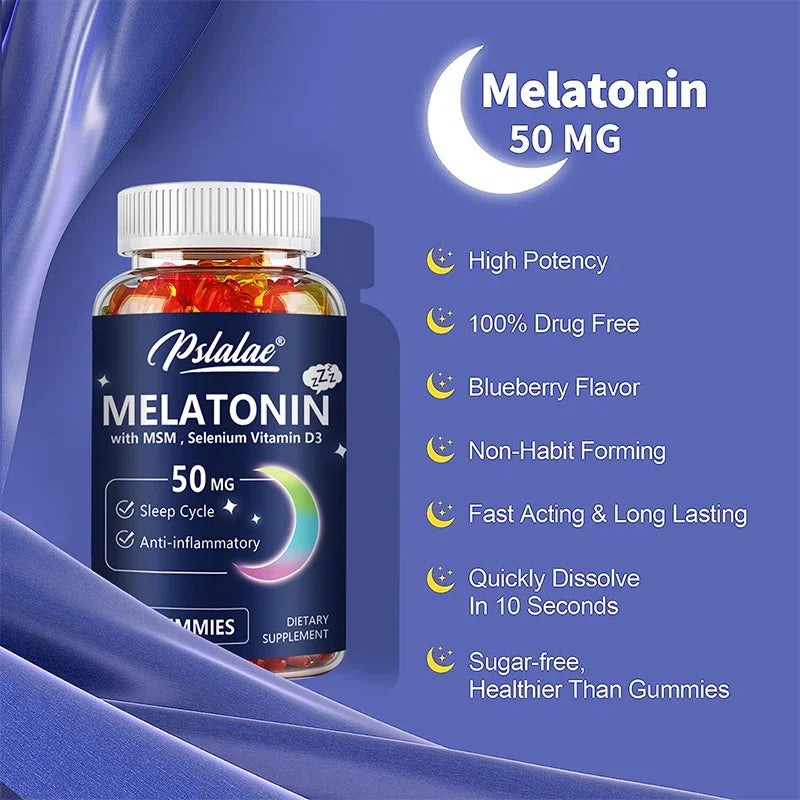 Melatonin Gummies for Sleep Support - 50mg for Enhanced Sleep, Stress Relief, and Vitality Boost