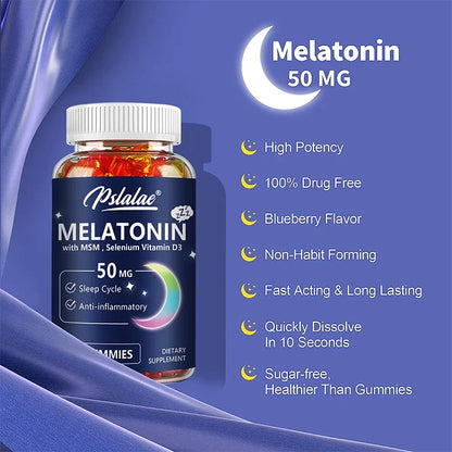 Melatonin Gummies for Sleep Support - 50mg for Enhanced Sleep, Stress Relief, and Vitality Boost