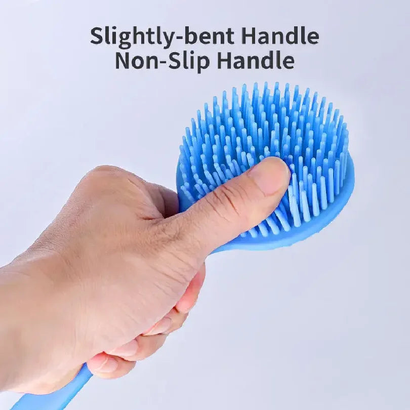 Long Handle Silicone Back Scrubber - Double Sided Exfoliating Bath Brush for Daily Skin Care and Body Massage