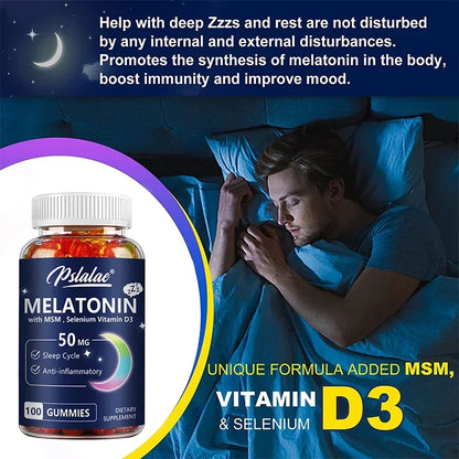 Melatonin Gummies for Sleep Support - 50mg for Enhanced Sleep, Stress Relief, and Vitality Boost
