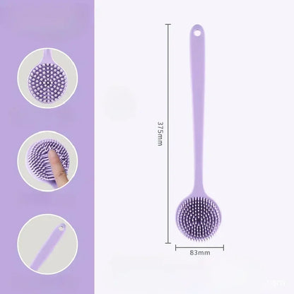 Long Handle Silicone Back Scrubber - Double Sided Exfoliating Bath Brush for Daily Skin Care and Body Massage