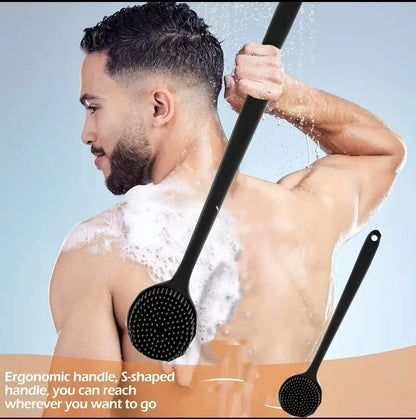 Long Handle Silicone Back Scrubber - Double Sided Exfoliating Bath Brush for Daily Skin Care and Body Massage