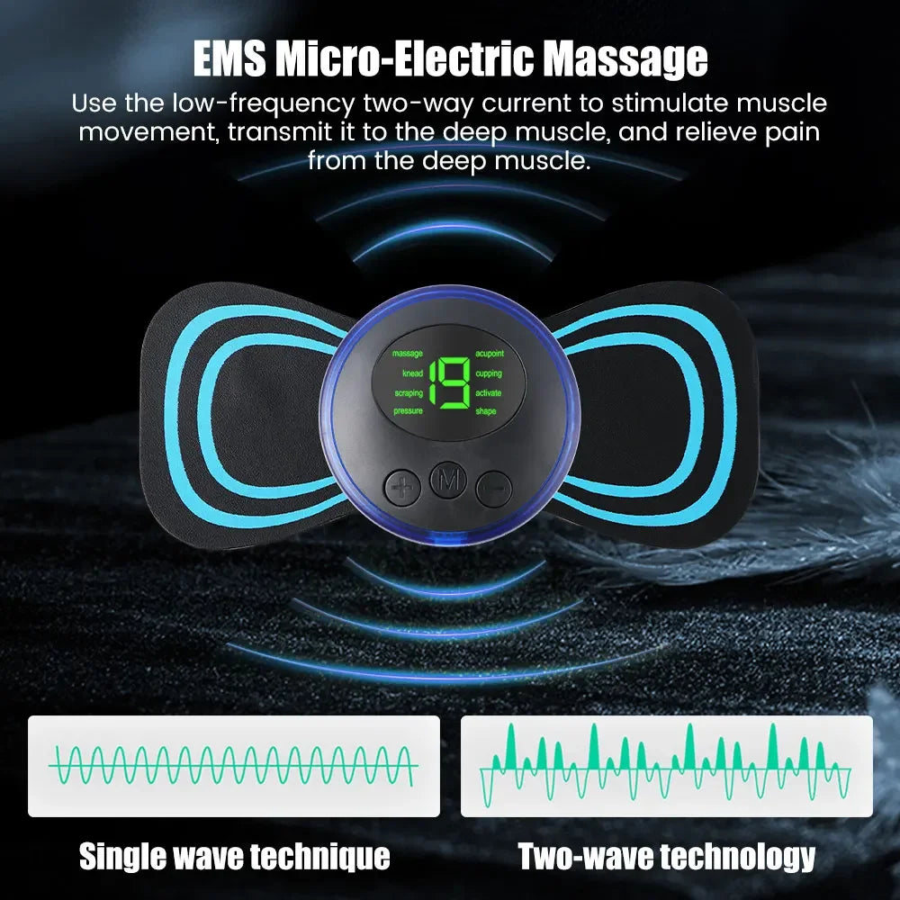 EMS Cervical Spine Massager - Electric Neck Massager with Mini Low Pulse Relaxation Pads for Back, Arms & Legs
